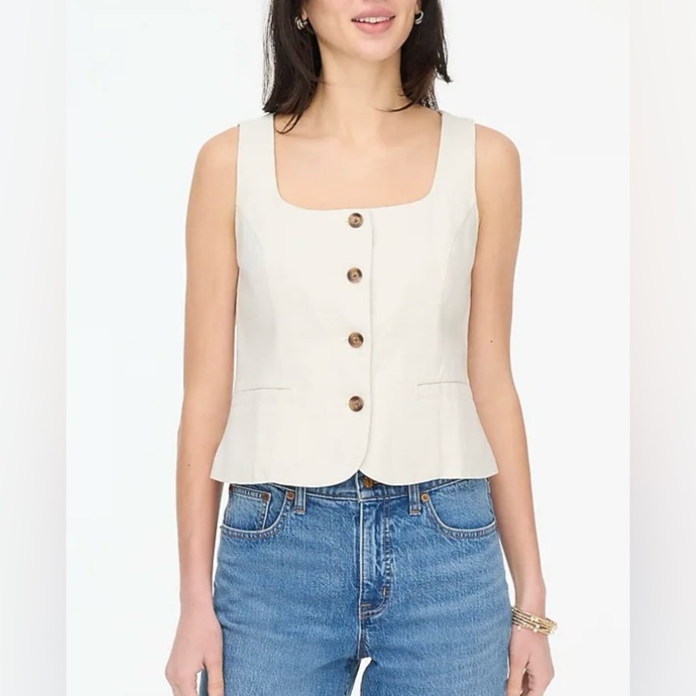 J. CREW Squareneck Linen Vest